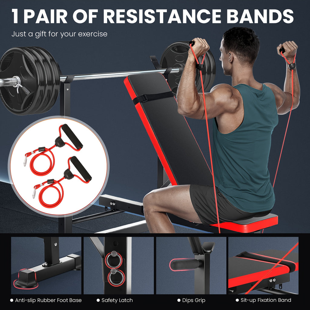 All In One 3S Fast Folding Home Gym Equipment Professional Workout Bench Set with Squat Rack, Adjustable & Foldable Upgrade Weight Bench Press Set with Leg Developer, Preacher Curl Pad for Full Body Workout