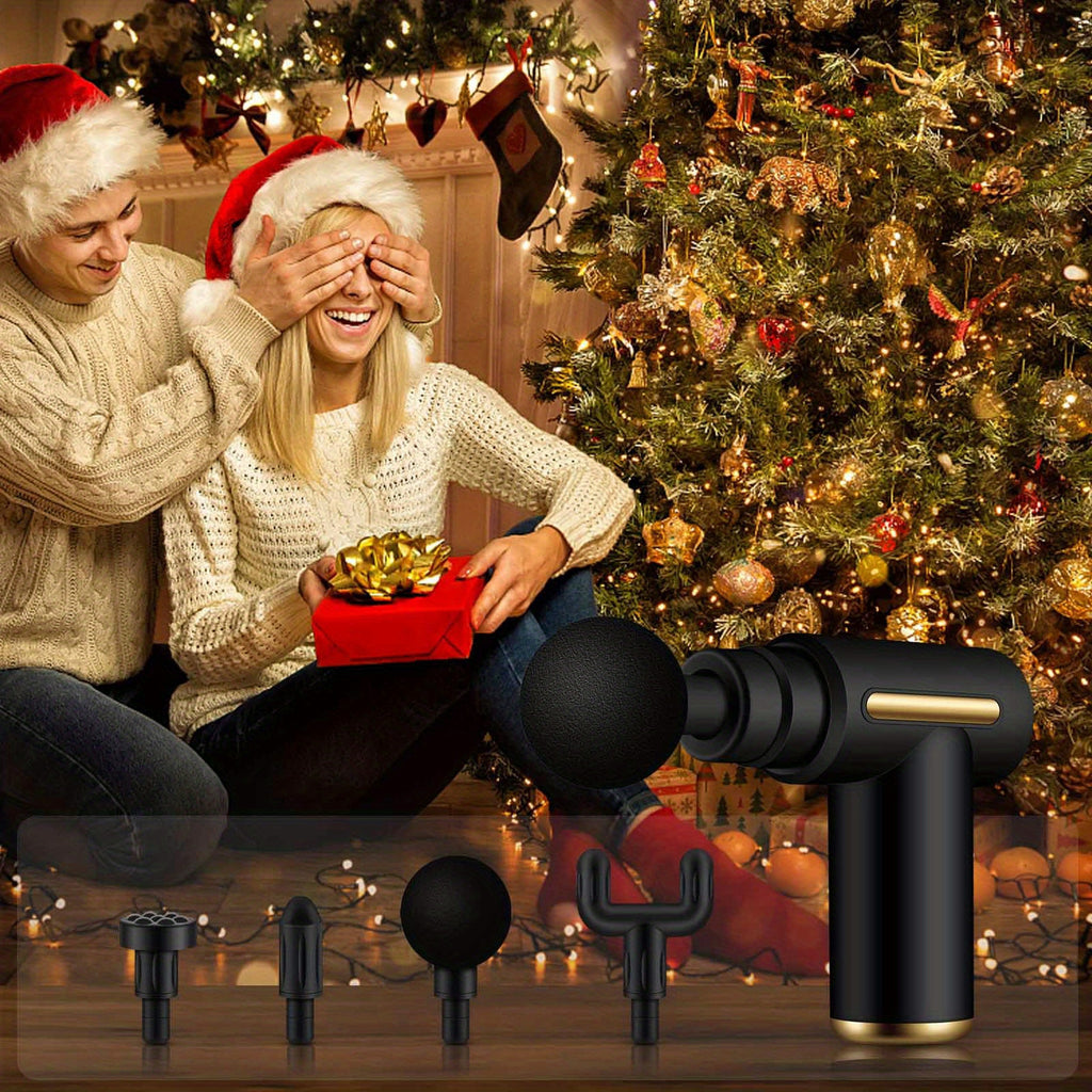 1pc Portable Body Massage Gun With LED Touch Screen, Rechargeable Muscle Massager With 4 Replaceable Massage Heads