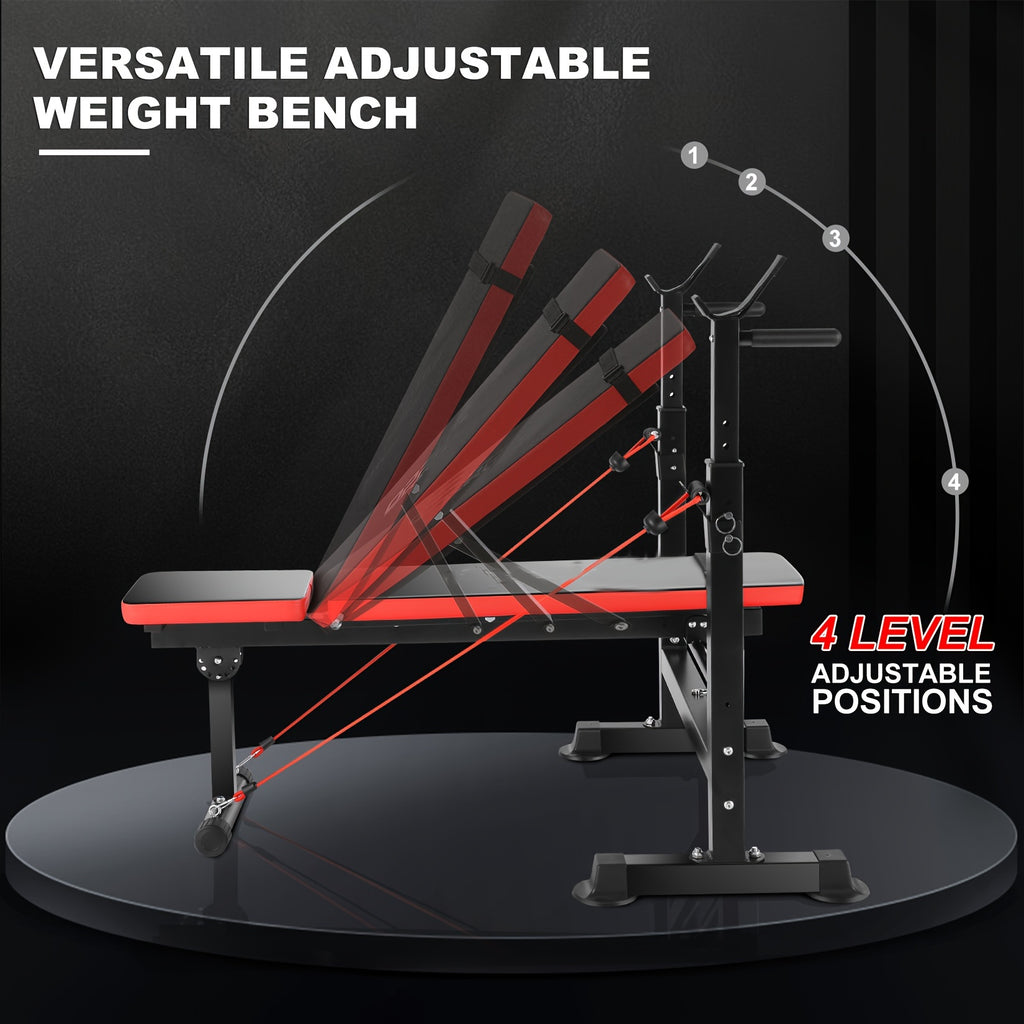 All In One 3S Fast Folding Home Gym Equipment Professional Workout Bench Set with Squat Rack, Adjustable & Foldable Upgrade Weight Bench Press Set with Leg Developer, Preacher Curl Pad for Full Body Workout